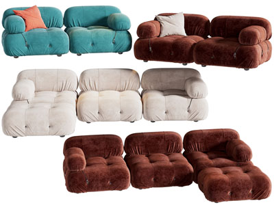 现代拼接布艺双人 多人沙发