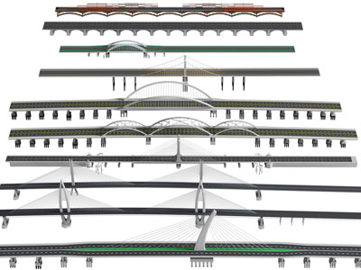 现代大桥 桥梁 跨江大桥3d模型 现代大桥 桥梁 跨江大桥