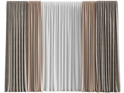 现代布艺窗帘窗纱3d模型 现代布艺窗帘窗纱