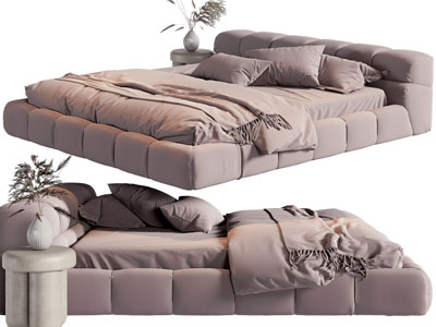 侘寂风布艺双人床