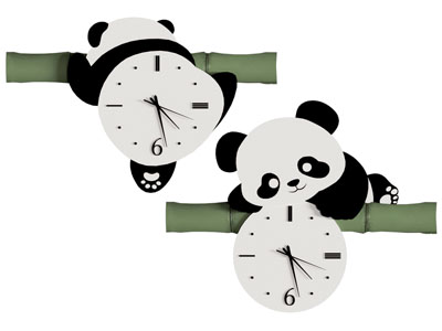 新中式熊猫 竹子装饰的钟表 墙饰挂件3d模型 新中式熊猫 竹子装饰的钟表 墙饰挂件