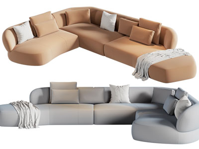 现代转角多人沙发