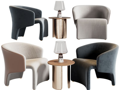 现代休闲椅子 边几