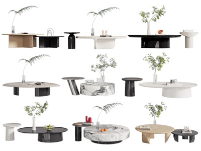 现代拼接茶几组合3d模型 现代拼接茶几组合