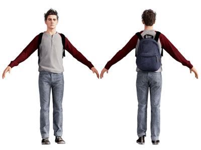 现代背着双肩包的男人 人物