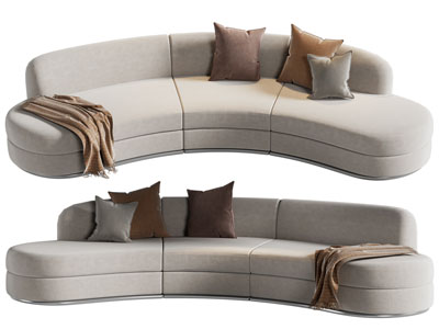 现代弧形多人沙发