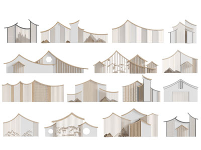 新中式建筑造的景墙 乡村入口标识牌 乡村文化景墙