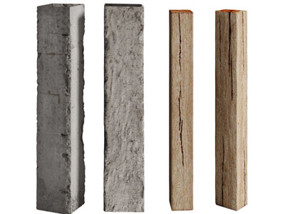 现代混凝土水泥柱子、实木柱子3d模型 现代混凝土水泥柱子、实木柱子