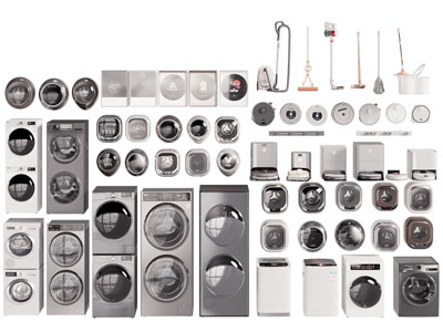 现代滚筒洗衣机 扫地机 拖把3d模型 现代滚筒洗衣机 扫地机 拖把