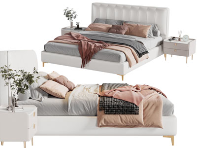 现代双人床 床头柜