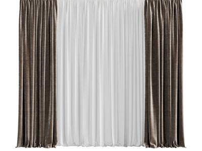 现代布艺窗帘窗纱3d模型 现代布艺窗帘窗纱