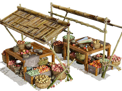 现代水果摊位 农产品售卖点3d模型 现代水果摊位 农产品售卖点