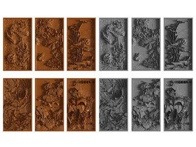 新中式花鸟浮雕、装饰挂画3d模型 新中式花鸟浮雕、装饰挂画