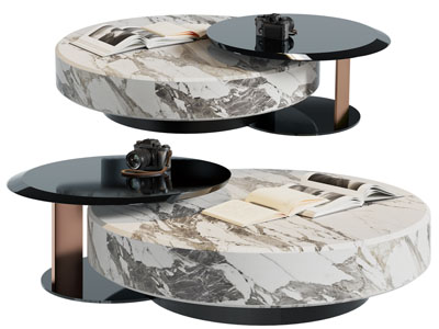 现代大理石拼接茶几3d模型 现代大理石拼接茶几