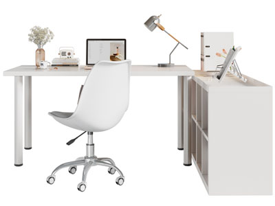 现代带收纳柜的书桌椅组合