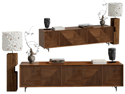 侘寂风实木电视柜