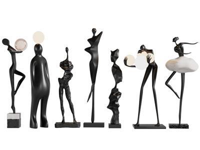 现代抽象人物雕塑雕刻摆件组合3d模型 现代抽象人物雕塑雕刻摆件组合