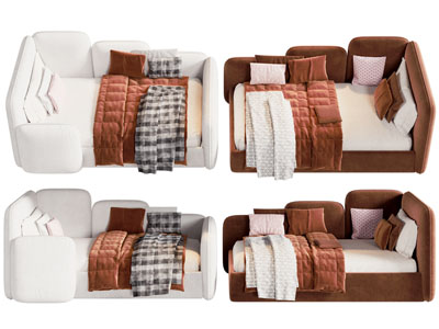 现代带围挡的儿童床