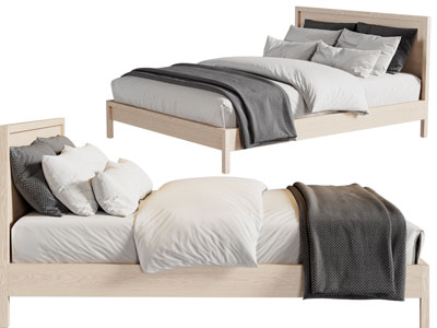 现代实木双人床