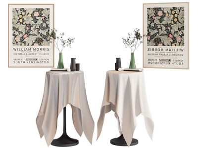 现代边几 装饰品 挂画摆件组合