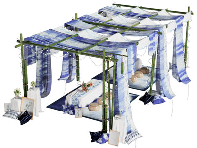 现代户外亭子售卖点 民族风摊位3d模型 现代户外亭子售卖点 民族风摊位