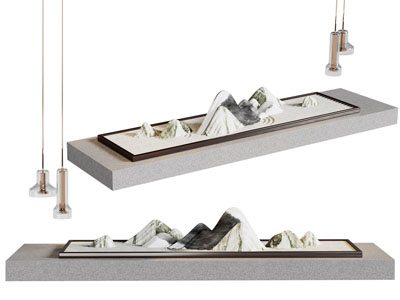 新中式假山盆景盆栽 摆件组合