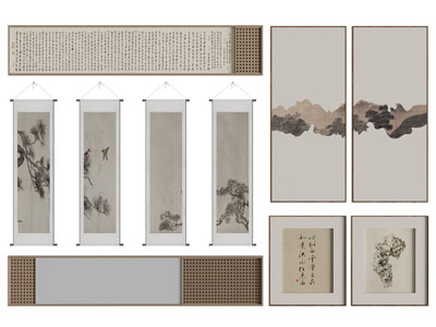 新中式装饰挂画3d模型 新中式装饰挂画