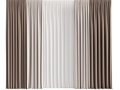 现代布艺窗帘窗纱3d模型 现代布艺窗帘窗纱