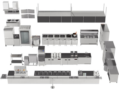 现代备餐台 抽油烟机 烤箱后厨设备3d模型 现代备餐台 抽油烟机 烤箱后厨设备