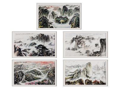 新中式山脉装饰挂画3d模型 新中式山脉装饰挂画