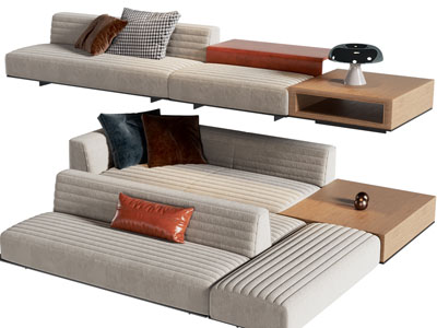 现代布艺拼接多人沙发