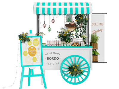 现代早餐 面包饮料售卖车 摊位3d模型 现代早餐 面包饮料售卖车 摊位