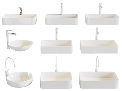 现代陶瓷洗手盆 水龙头