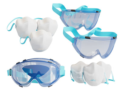 现代口罩 护目镜