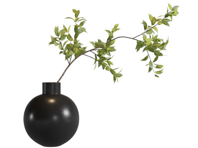 现代黑色陶瓷花瓶花卉