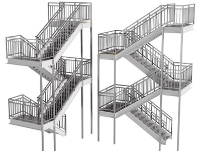工业风loft转角旋转楼梯3d模型 工业风loft转角旋转楼梯