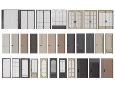 现代玻璃平开门 双开门