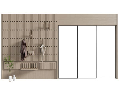 新中式玄关可折叠墙面衣钩 推拉门