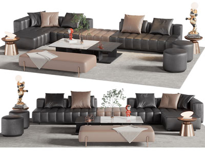 现代转角多人沙发