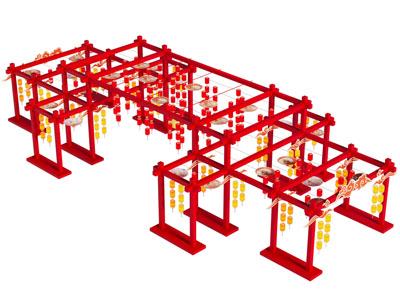 新中式廊架 灯笼 节日美陈