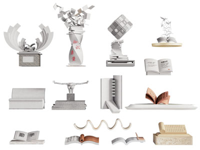 现代雕塑雕刻 摆件组合3d模型 现代雕塑雕刻 摆件组合