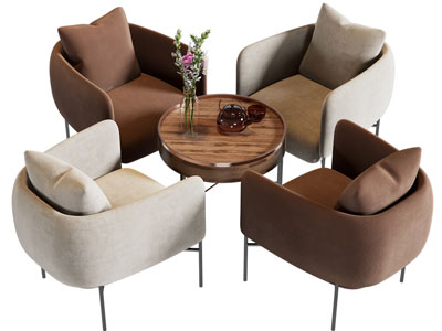 现代休闲椅子边几组合