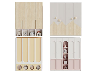 现代儿童实木衣柜3d模型 现代儿童实木衣柜