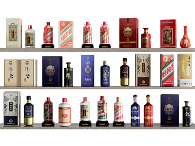 现代中国白酒酒瓶酒杯3d模型 现代中国白酒酒瓶酒杯