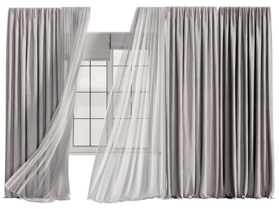 现代窗帘窗纱3d模型 现代窗帘窗纱