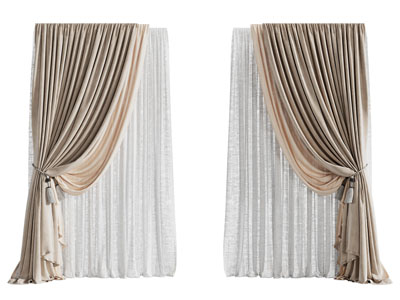 欧式窗帘窗纱3d模型 欧式窗帘窗纱