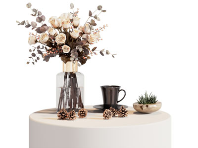 现代花瓶花卉 咖啡杯