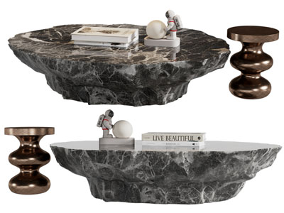 现代大理石茶几 边几3d模型 现代大理石茶几 边几