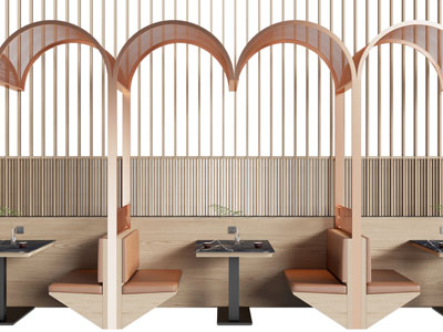 现代饭店卡座餐桌椅组合