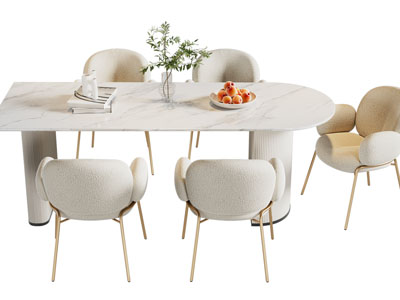 现代轻奢大理石餐桌椅组合